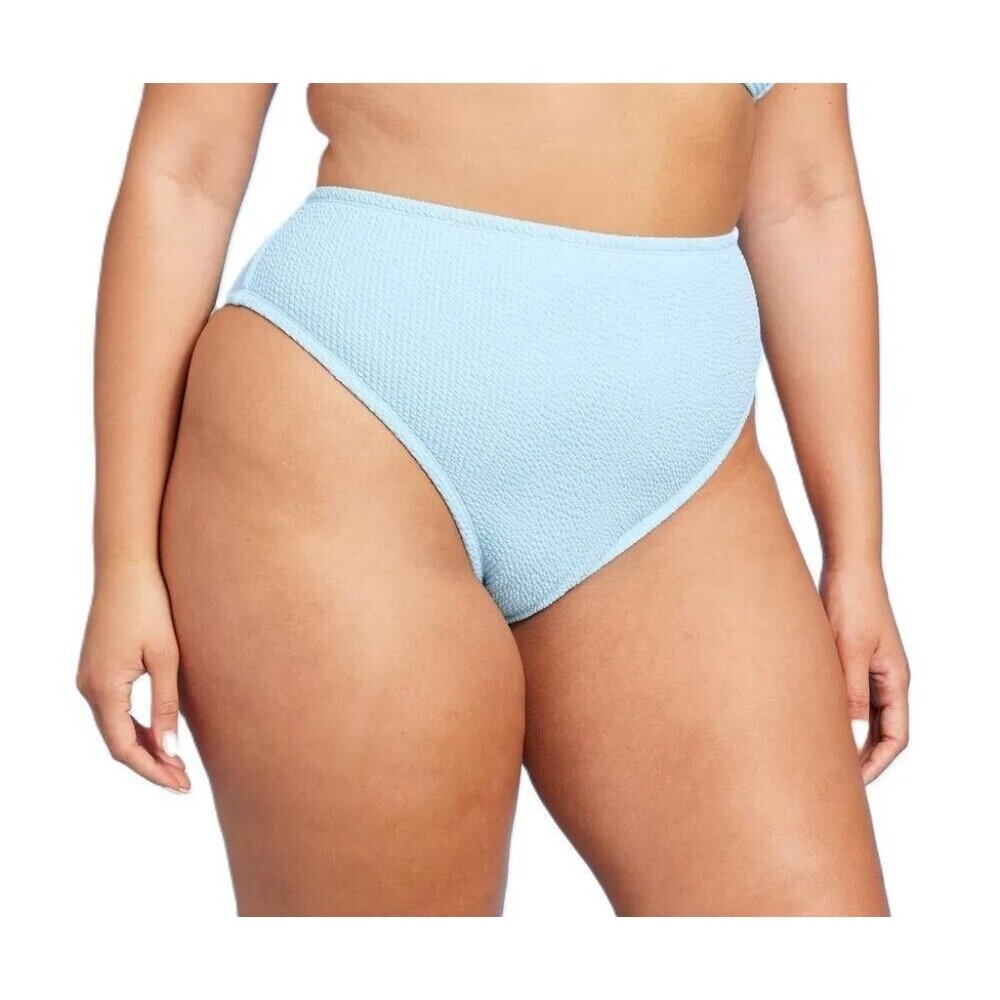 Wild Fable Blue Pucker Texture High Leg Cheeky Bikini Swim Bottom
